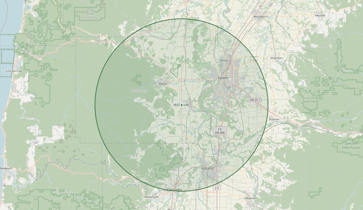Map of the area High Line Tree Service LLC serves
